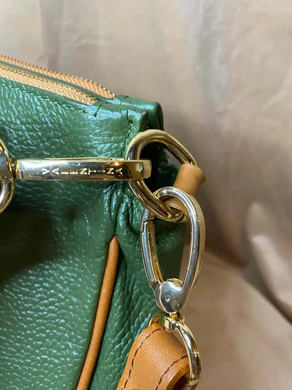 Valentina Green and Tan Crossbody Bag